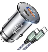 AINOPE 67.5W Car Charger USB C Fast Charge,Fast USBC Car Charger for iPhone | Mini &amp; MetalUSB-C...