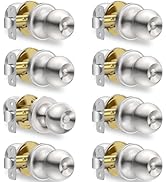 Plustool 8 Pack Privacy Door Knobs Interior, Satin Nickel Doorknob with Lock -ANSI Grade-3 Certif...
