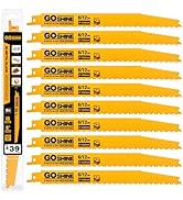 10 Pack 9 Inch 6/12 TPI Reciprocating Saw Blades for Nail-Embedded Wood,Bi-Metal Blades for Cutti...