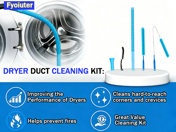 Dryer Vent Cleaner Kit, Vacuum Hose &amp;amp; Brush for Vacuum Hose