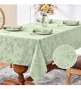Romanstile Spring Jacquard Rectangle Tablecloth - Outdoor Waterproof Damask Floral Pattern Decora...