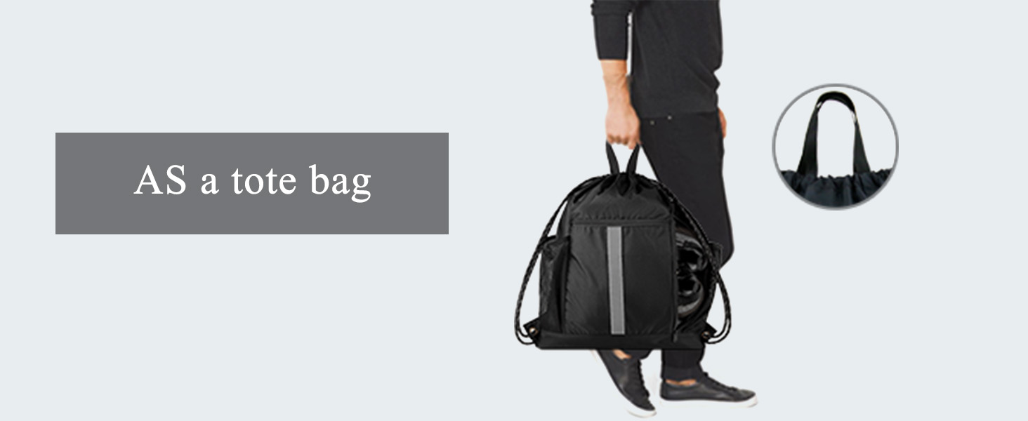 BeeGreen Drawstring Backpack Bag with Shoe Compartment 