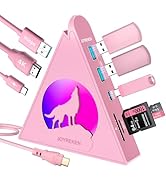 Pink USB C Hub, 8-in-1 Type C Hub with 4K HDMI, 100W Power Delivery, 5Gbps USB-C, 3 USB-A 3.0, SD...