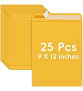 25 Pack 9 x 12 Catalog Mailing Envelopes, Self-Seal Brown Kraft Manilla Envelopes Letter Size for...