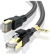 CABNEER Cat 8 Ethernet Cable 100FT, High-Speed Braided Internet Cable Network Cord with Gold Plat...