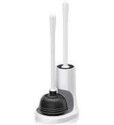 uptronic Toilet Plunger and Brush, Bowl Brush and Heavy Duty Toilet Plunger Set with Holder, 2-in...