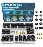 KEZE 96 PCS 10 Size Faucet Washers Assorted Kit with Brass Bibb Screws Assortment Flat and Bevele...