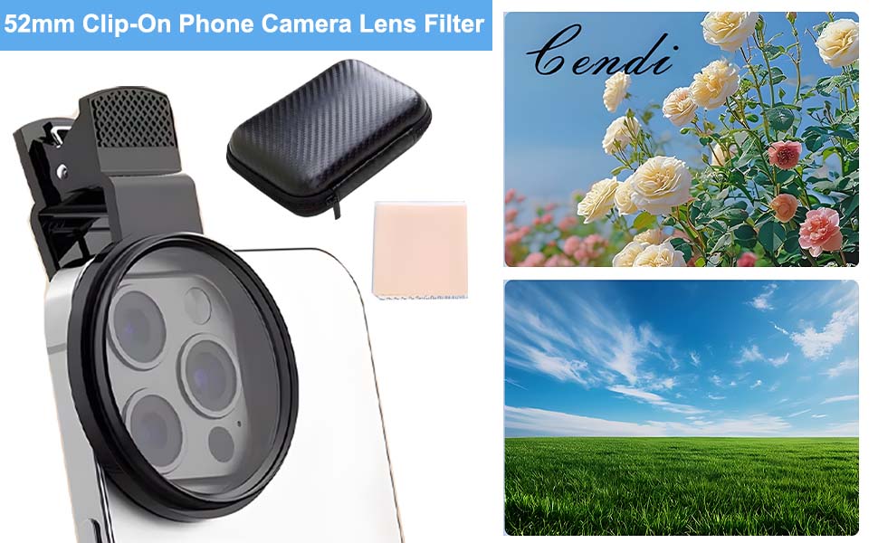52mm Clip-On Phone Camera Lens Filter – 2025 New CPL Polarizing Filter for Smartphones