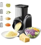 Electric Cheese Grater, Rotary Vegetable Slicer with 4 Interchangeable Drum Blades, Multifunction...