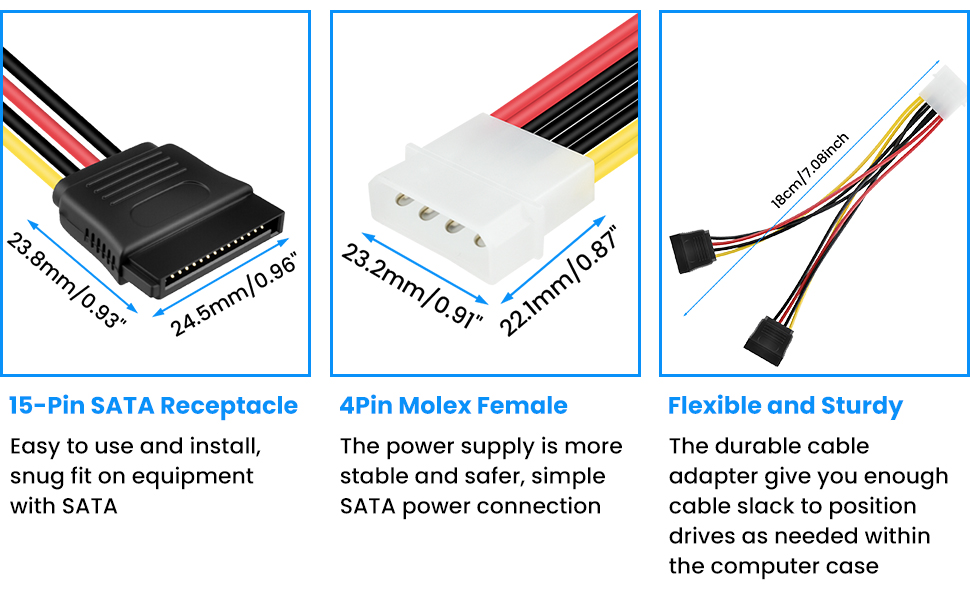 IDE Molex to SATA Power Cable