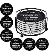 Coasters for Drinks, Funny Drink Coasters Absorbent with Holder 6 Pcs Absorbing Stone Funny Coast...