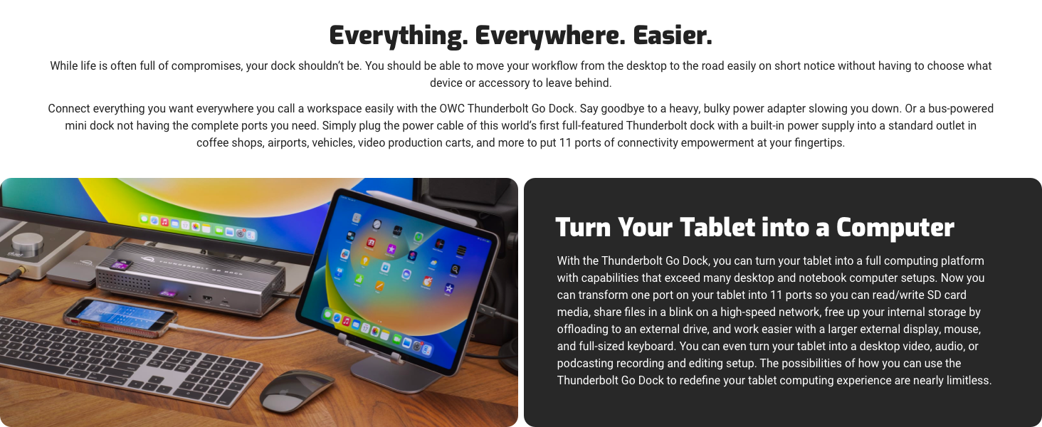 OWC Thunderbolt Go Dock-Everything Everywhere Easier