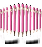 FIRCRE 12 PCS 2 in 1 Stylus Ballpoint Pens,Pen with Stylus Tips, 1.0 mm Black Ink Metal Pen Stylu...