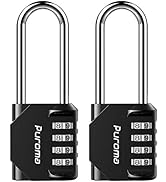 Puroma 2 Pack 2.6 Inch Long Shackle Combination Lock 4 Digit Outdoor Waterproof Padlock for Schoo...