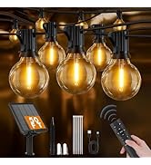 Solar String Lights Outdoor 50ft - 18+1 Shatterproof &amp; Waterproof G40 LED Bulbs, Remote Control w...