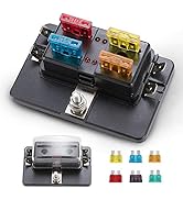 BUNKER INDUST 4-Way Blade Fuse Box with LED Indicator for Blown Fuse,Fuse Block Holder Box with P...