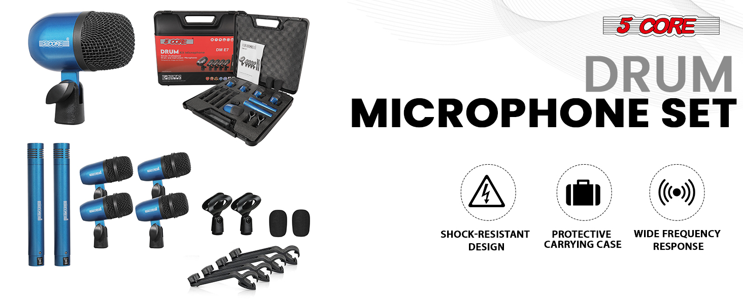 drum mic kit drum microphone set 7 piece drum set drum mic set recording studio kit percussion mic