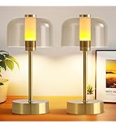 AIHYING 2-Pack Portable USB-Rechargeable Cordless Modern Table Lamp,Touch Dimmable Small Atmosphe...