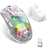 Wireless Gaming Mouse with Transparent RGB Mechanical, Tri-Mode 2.4GHz/Bluetooth/Wired Mouse, Cha...
