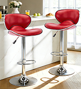 Vogue Furniture Direct PU Leather Adjustable Bar Stools, Modern Swivel Airlift Barstools with Bac...