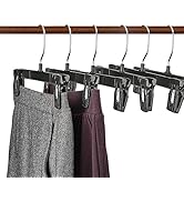 Titan Mall Pants Hangers 30 Pack 10 Inch Black Plastic Skirt Hanger with Non-Slip Big Clips and 3...