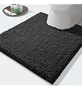 Yimobra Luxury Shaggy Toilet Bath Mat U-Shaped Contour Rugs for Bathroom, 24.4 X 20.4 Inches, Sof...