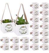 PH PandaHall 50 Sets Succulent Wrap Bags with Handles 2.6x2.6 inch Thank You Gift Wraps Box White...