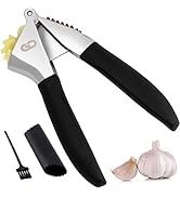 Garlic Press Set – Heavy Duty Rust-Resistant Garlic Crusher &amp; Mincer with Ergonomic Handles, Easy...