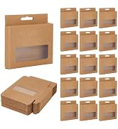 PH PandaHall 24pcs Paper Packaging Boxes with Window, Mini Jewelry Gift Box 3.9x3.15x0.79inch Dat...