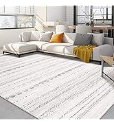 Area Rug Living Room Rugs: 8x10 Large Soft Machine Washable Boho Moroccan Farmhouse Neutral Stain...