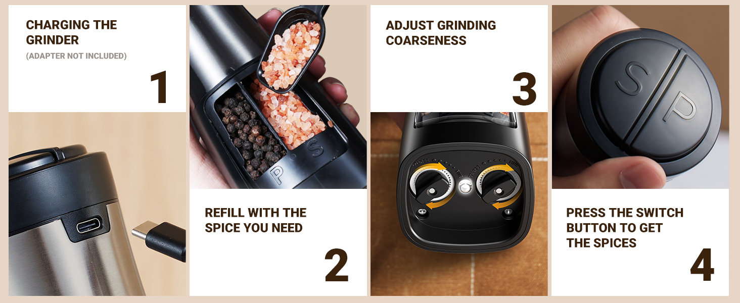 automatic salt and pepper grinder set