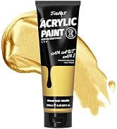 JusArt Acrylic Paint Metallic Gold Tubes(250ml, 8.45oz),Non-Toxic &amp; Rich Pigment Craft Paints for...