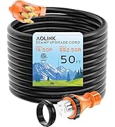 AOLINK 50 Amp RV Generator Cord, 50 Feet Heavy Duty STW Wire, 14-50P Male to SS2-50R Twist Lock F...