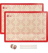 Silicone Baking Mat Set of 2, GUANCI Grade Food Baking mats Non-Stick Reusable Pizza Bakeware Mat...