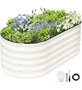 Permade Galvanized Raised Garden Bed - 4x2x1.4FT Metal Planter Boxes Outdoor | Oval Steel Raised ...