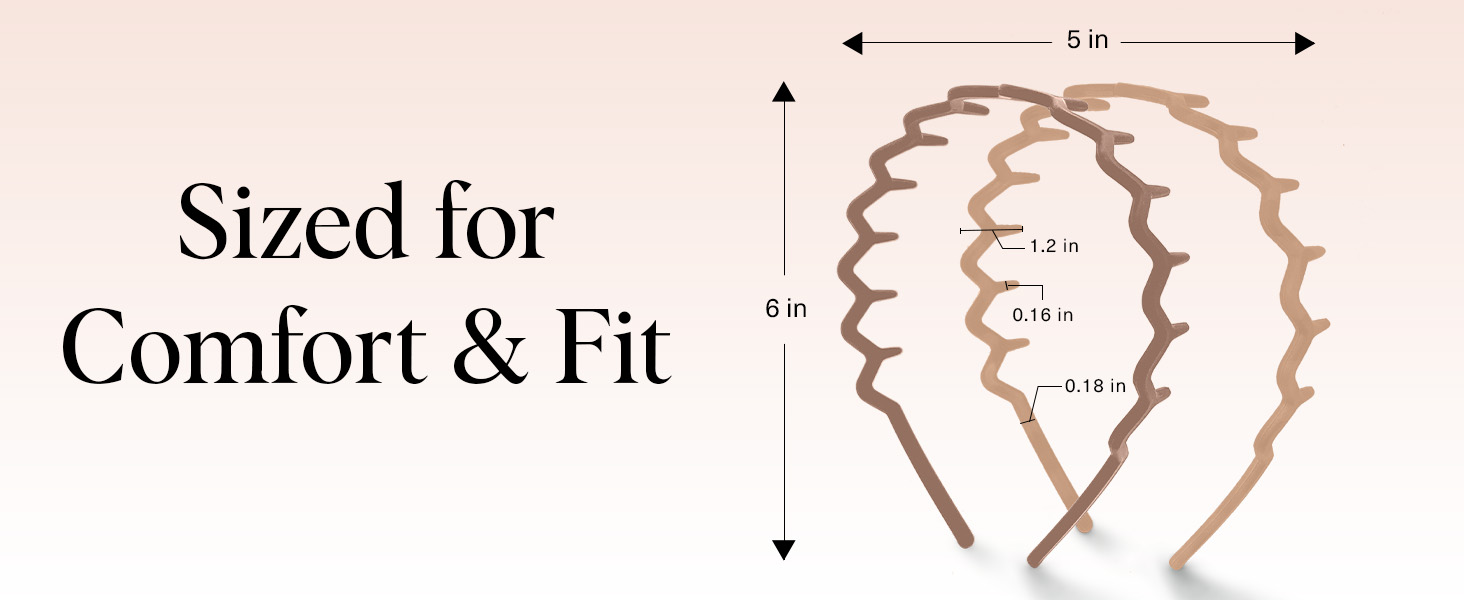 Zig Zag Headbands, Recycled Plastic Wavy Hair Band with Teeth, Headbands for Women and Men