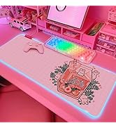 JMIYAV White RGB Gaming Mouse Pad 31.5x12 Inch PC XL Large Extended Glowing Led Light Up Desk Pad...