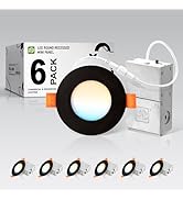 ASD 6 Pack 3 Inch LED Recessed Light, 6W 5 CCT 2700K-5000K CRI90+, IC Rated Ultra Thin Dimmable C...