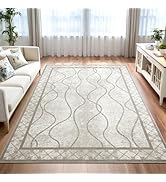 Woottpe 4x6 Area Rugs for Bedroom Living Room, Machine Washable Low Pile Rugs, Non Slip Modern Bo...