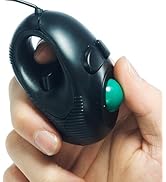 YUMQUA Finger Mouse, Handheld Trackball Mouse Fingertip Mini 4D USB Hand Held Wired Pointer Thumb...