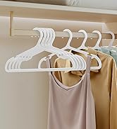SONGMICS Clothes Hangers, Pack of 50, Plastic Hangers, with Wide Shoulder Notches, Space-Saving C...