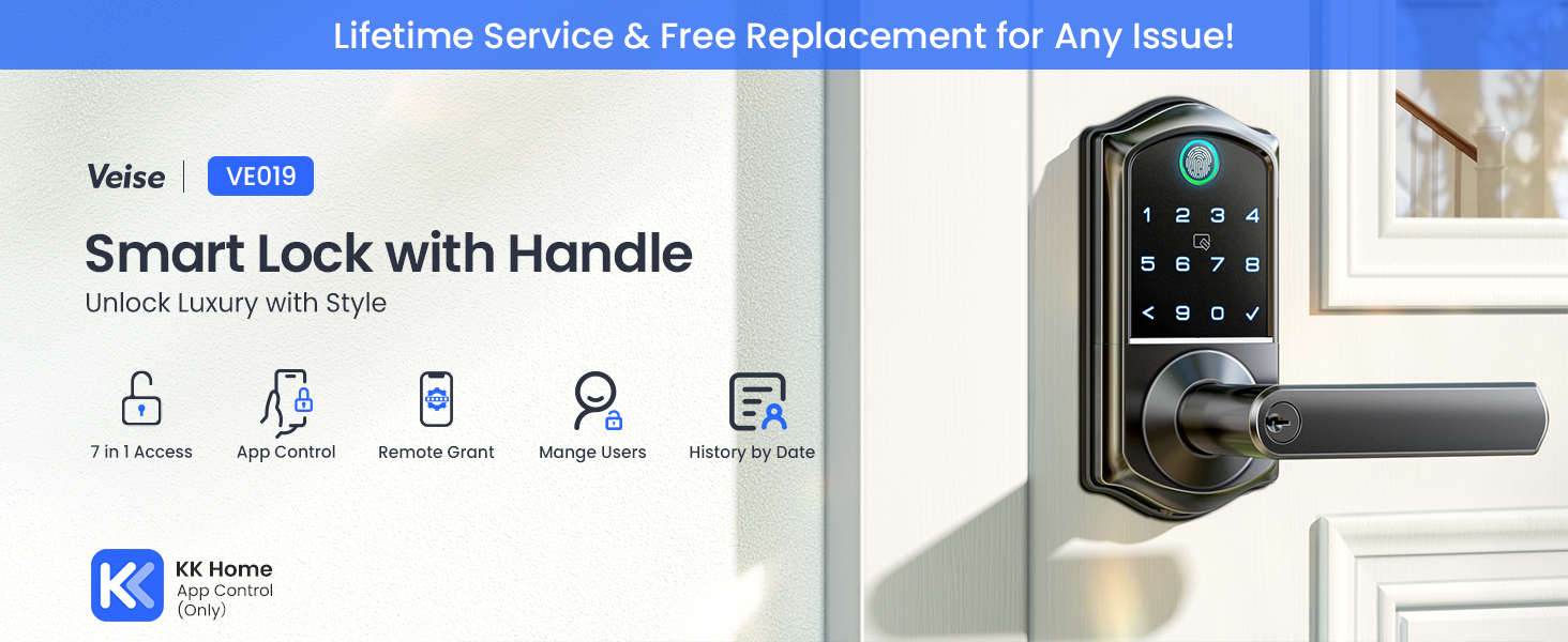 smart door lock deadbolt with handle