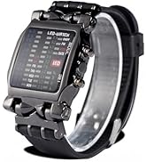 ZJchao LED Binary Display Wristwatch with Date &amp; Week Functions, Electronic Movement Accurate Tim...