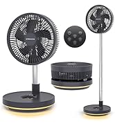 Primevolve Portable Rechargeable Oscillating Fan, Battery Operated Fan Adjustable Height, USB Hom...