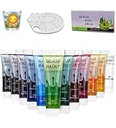 Glass Paint Kit, 12 Colors Transparent Stained Glass Paint for Wine Glass, Window, Bottle &amp; Ceram...