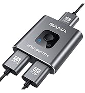 HDMI Switch 4k@60hz Splitter, GANA Aluminum Bidirectional HDMI Switcher 2 in 1 Out, Manual HDMI H...