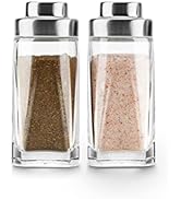 Glass Salt and Pepper Shakers Set - Aelga Salt Shaker with Stainless Steel Lid - Elegant Farmhous...