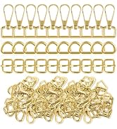 30 Pcs Metal Swivel Lobster Clasp Hooks,D Rings Purse Hardware for Bag Making,Purse Strap Hardwar...