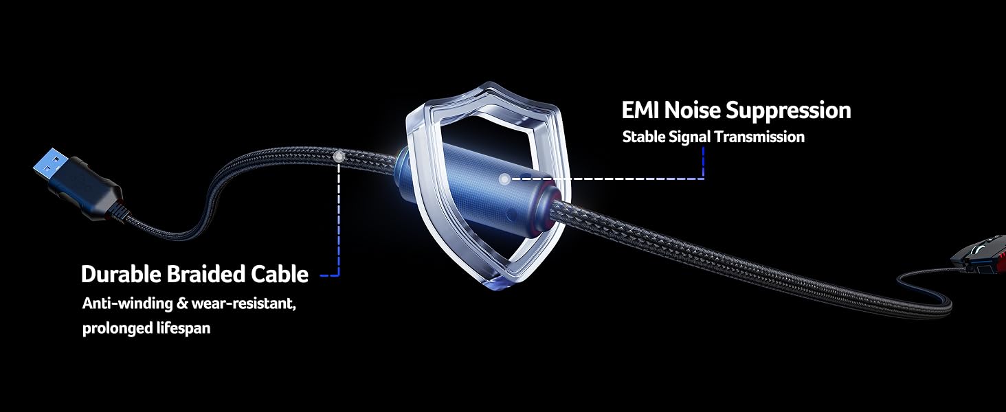 Durable Braided Cable &amp;amp;amp; EMI Noise Suppression