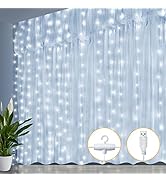 Ollny Curtain Lights for Bedroom - 200LED 6.6x6.6ft Fairy Lights Curtain, IP44 Waterproof USB Str...